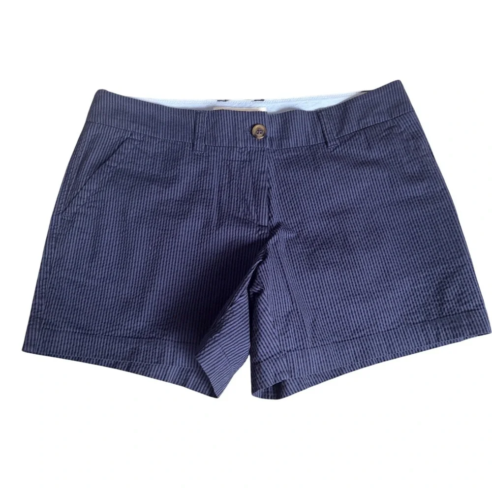 Southern Tide Womens Navy Blue Seersucker Striped Shorts‎ Size 6 Preppy Coastal